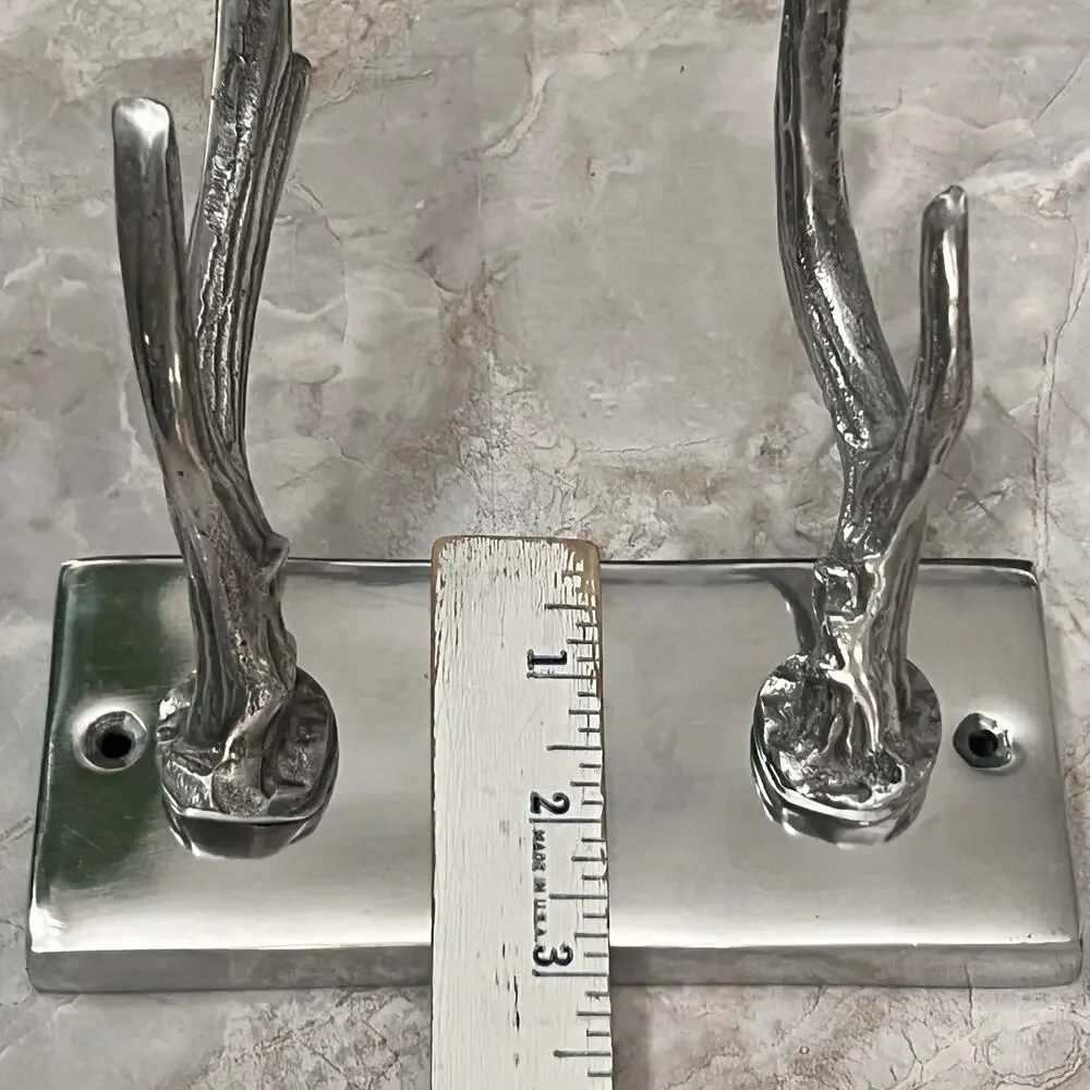 Double Antler Horn Inspired Hook Coat Hanger Western Home Decor Metal